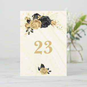 Elegante Tischnummer aus Gold und Schwarz