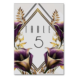 Elegante Tischnummer Calla Lily Floral