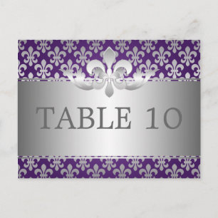 Elegante Tischnummer Fleur De Lis Lila