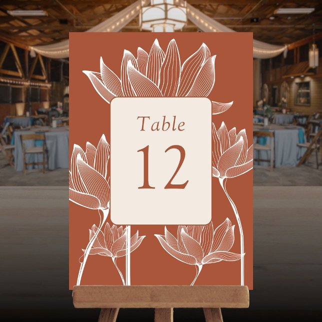 Elegante Tischnummer Florenz (Elegant Floral Terracotta Table Number)