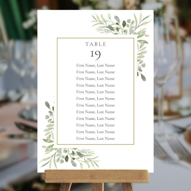 Elegante Tischnummer für Grünflächen Seating Chart (Elegant Greenery Seating Chart Table Number)