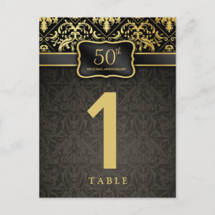 Elegante Tischnummer-Karte zum 50. Jubiläum Postkarte