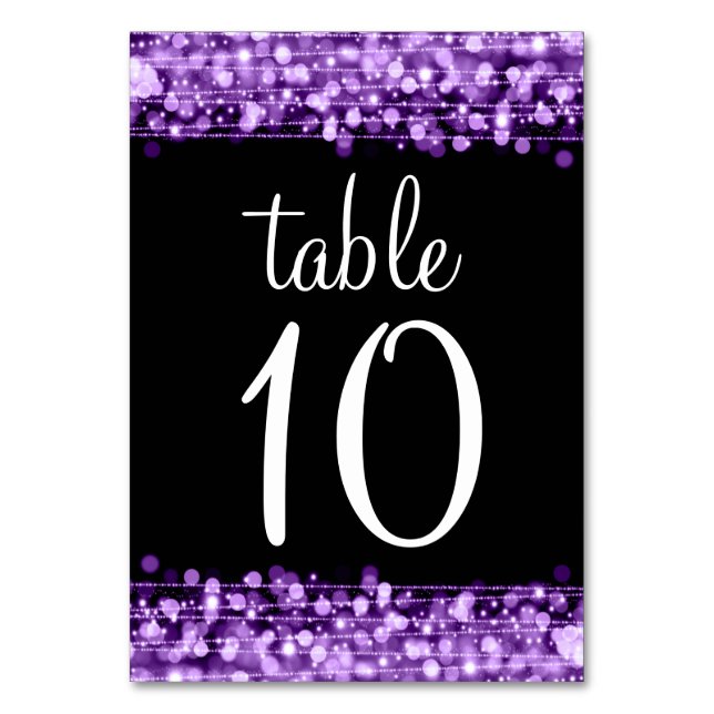 Elegante Tischnummer Party Glitzern Lila (Vorderseite)