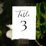 Elegante Tischnummer Schwarz-Weiß-Hochzeit<br><div class="desc">Elegante Tischnummer im Signaturstil des Schriftartes. Personalisieren Sie die Anzahl oder die Designvorlage für Ihre Anforderungen. Geeignet für Hochzeitstisch.</div>