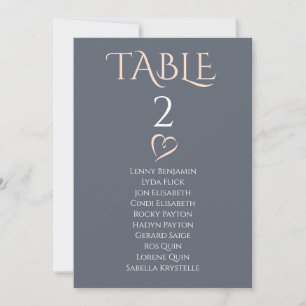 Elegante Tischnummer Seating Chart mit Herz