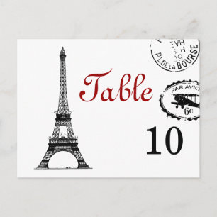 Elegante Tischnummer Vintage Paris Postkarte