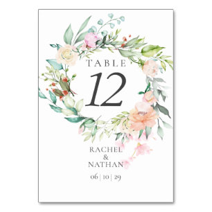 Elegante Tischnummer Watercolor Greenery