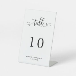 Elegante Tischnummer Wedding Script Minimal Sockelschild
