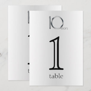 Elegante Tischnummer zum 10-jährigen Jubiläum aus 