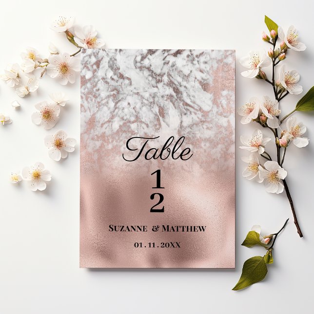 Elegante Tischnummern aus grauem Rosengold (Elegant gray white rose gold marble Table Numbers)