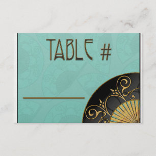 Elegante Tischnummernschilder im Fächerdesign (Bla Einladung