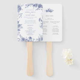 Elegante Toile Blue Zeremonie Programm Hand Fan Fächer