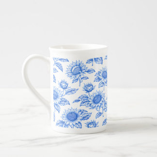 Elegante Toile du Jouy Sonnenblumen – Blau Botanis Prozellantasse