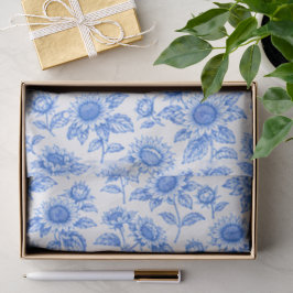 Elegante Toile du Jouy Sonnenblumen – Blau Botanis Seidenpapier