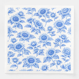 Elegante Toile du Jouy Sonnenblumen – Blau Botanis Serviette