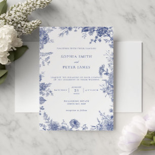 Elegante Toile Französisch Blau Garten Floral Einladung