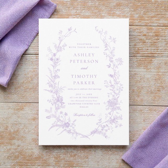 Elegante Toile French Lavender Floral Wedding Einladung (Von Creator hochgeladen)