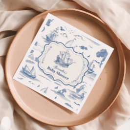 Elegante Toile Nautical Baby Shower Serviette