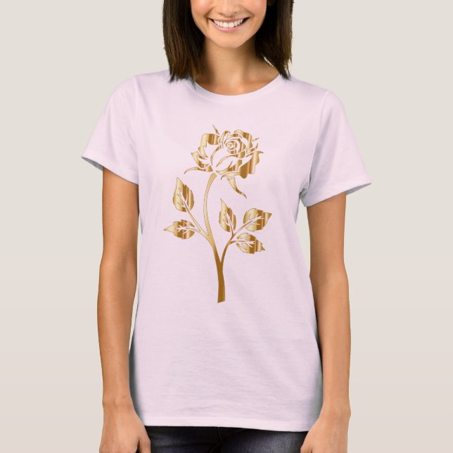 Elegante Tones Gold Rose T-Shirt (Vorderseite)