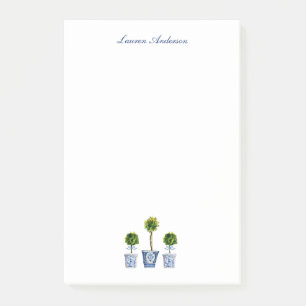 Elegante Topiaries in Blau und Weiß  Post-it Klebezettel