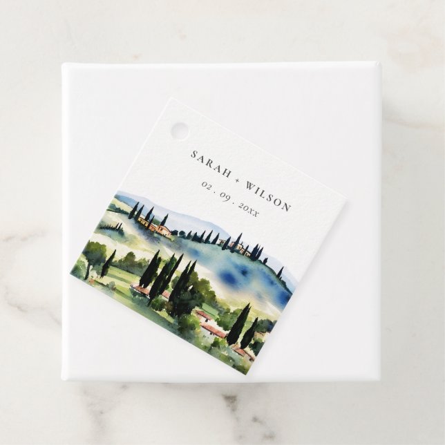 Elegante Toskana Italien Wasserfarbenen Landschaft Geschenkanhänger (Beispiel)