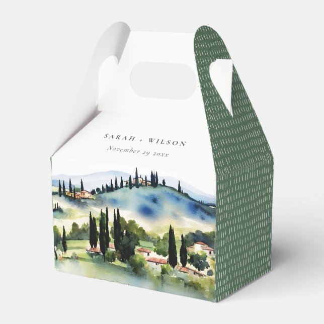 Elegante Toskana Italien Wasserfarbenen Landschaft Geschenkschachtel (Vorderseite)