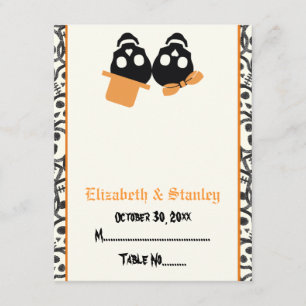 Elegante Totenköpfe Halloween orange Hochzeitsplat Einladung