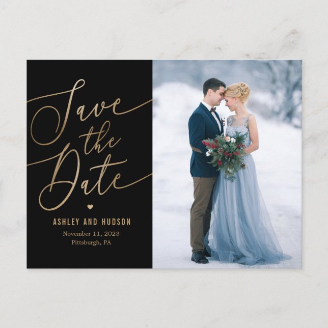 Elegante Touch EDITABLE FARBE Save the Date Postkarte (Vorderseite)