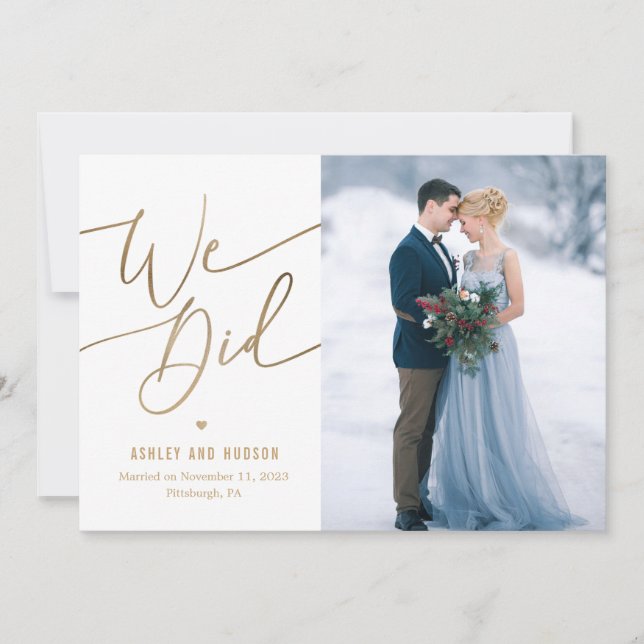 Elegante Touch Hochzeitsankündigung Dankeskarte (Vorderseite)