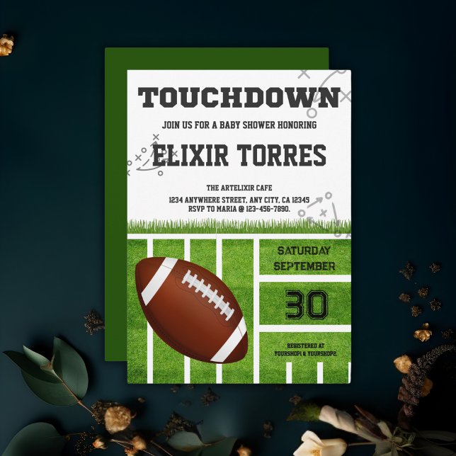 Elegante Touchdown Football Baby Shower Einladung (Von Creator hochgeladen)