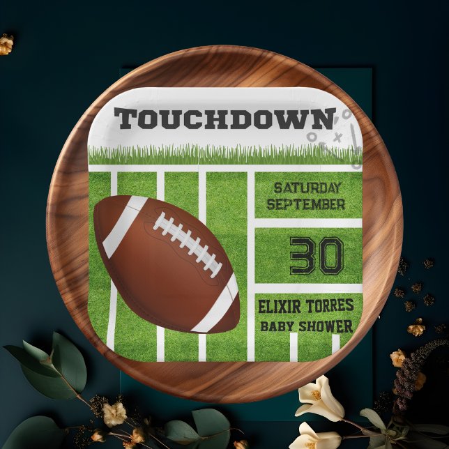 Elegante Touchdown Football Baby Shower Pappteller (Von Creator hochgeladen)