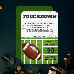 Elegante Touchdown-Fußball-Baby-Party Dankeskarte