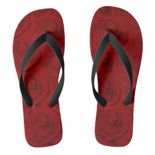 Elegante, traditionell gestrichene Rote Rosen Flip Flops