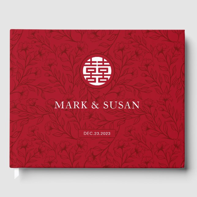 Elegante traditionelle chinesische Hochzeit (RED) Gästebuch (Vorderseite)