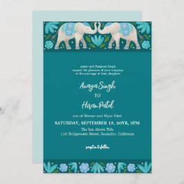 Elegante traditionelle indische Elefanten Hochzeit Einladung