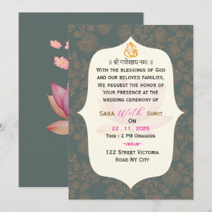 Elegante traditionelle indische Hochzeitseinladung Einladung