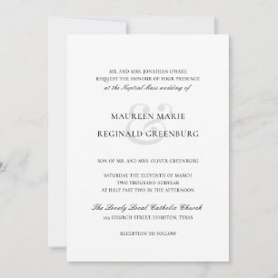 Elegante traditionelle katholische Hochzeit Einladung