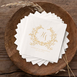 Elegante traditionelle klassische Monogramm-Wappen Servietten Mit Folie