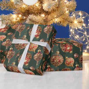 Elegante traditionelle rote und goldene Weihnachts Geschenkpapier