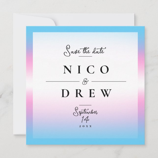 Elegante Trans Pride Wedding Save The Date (Vorderseite)