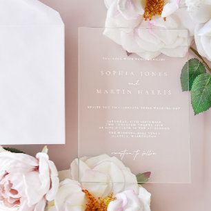 Elegante, transparente Minimalistische Hochzeit Acryleinladungen