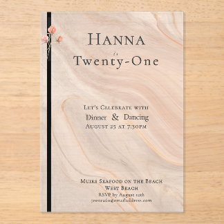 Elegante transparente roséfarbene marmorierte 21.  acryleinladungen