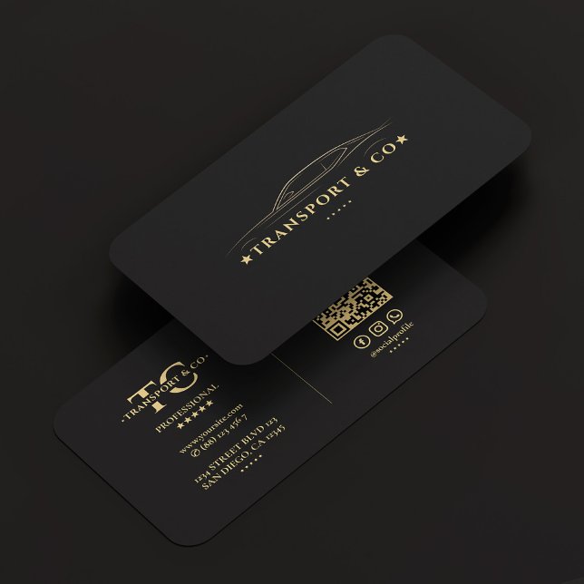 Elegante Transport Car Company Black Moderne Visitenkarte (Elegant Transport Car Company Black Gold Modern Business Card
)