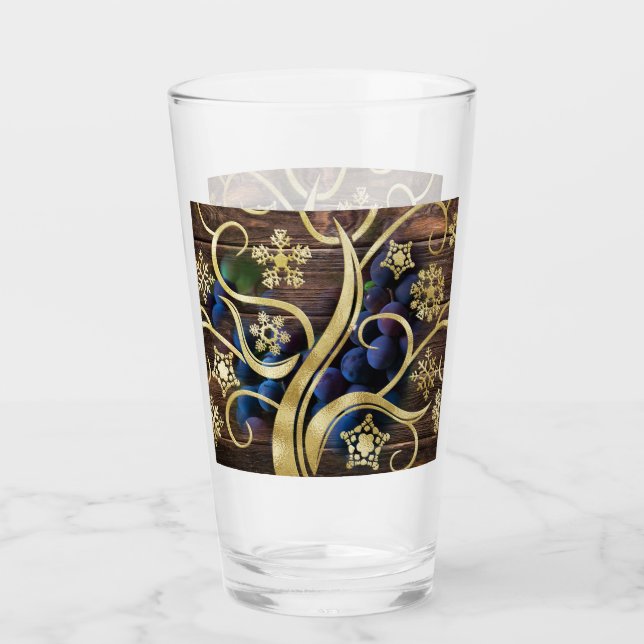 Elegante Trauben mit goldenem Muster Glas (Vorderseite)