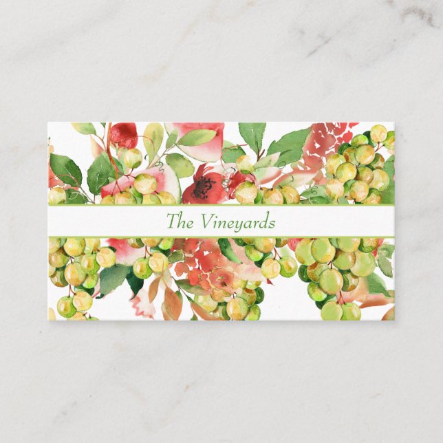 Elegante Trauben und Blume Garland Business Card Visitenkarte (Vorderseite)