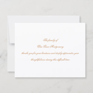 Elegante Trauerbestätigung im Taupe-Script Dankeskarte