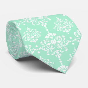 Elegante Trauzeuge Damask Muster Neo Mint Wedding Krawatte