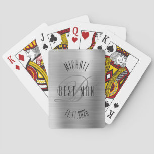 Elegante Trauzeugen-Monogramm-Hochzeits-Spielkarte Spielkarten