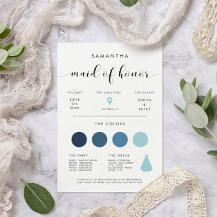 Elegante Trauzeugin Info-Karte Einladung