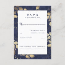 Elegante Tree Blätter und Lights Wedding RSVP Card